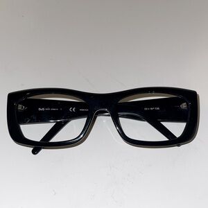 Dolce & Gabbana Black Acetate Eyeglasses with Metal  D&G Hardware on Temples